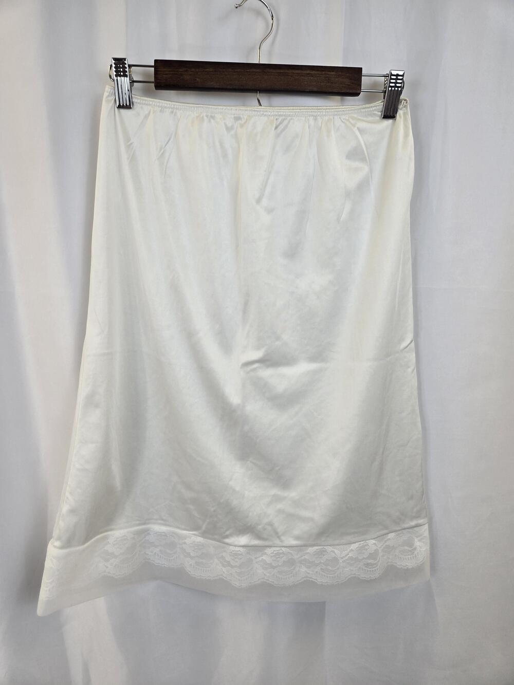 Vintage Movie Star Half Slip Womens M White Nylon Lace Hem Lingerie Made USA